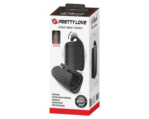 Черный мастурбатор с вибростимуляцией головки Black Glans Trainer
