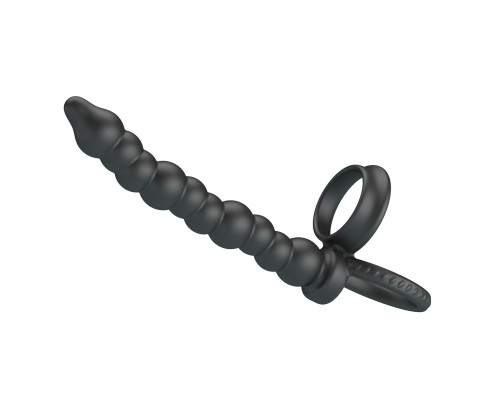 Черная насадка на пенис для двойного проникновения Dillion