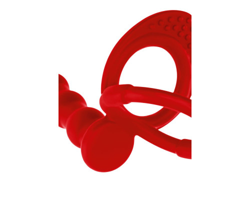 Красная насадка на пенис для двойного проникновения - 19,5 см.