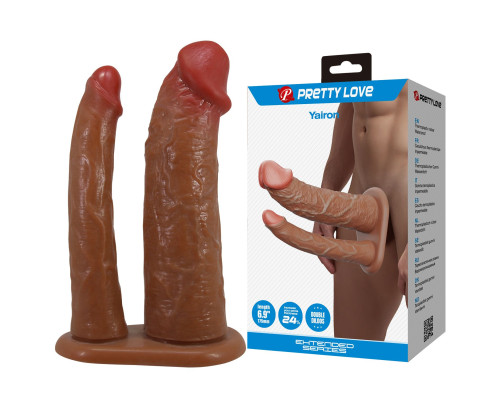 Реалистичная полая насадка на член для двойного проникновения Yairon - 17,5 см.