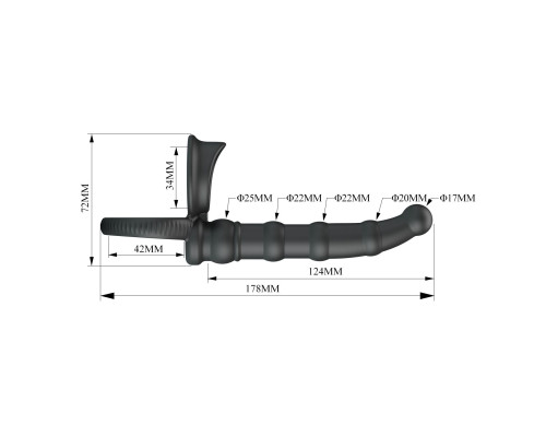 Черная насадка на член для двойного проникновения Tatum с вибрацией