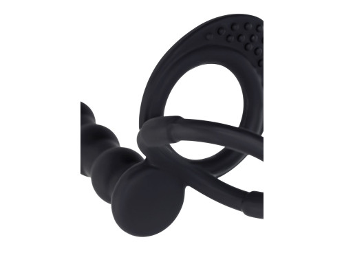 Черная насадка на пенис для двойного проникновения - 19,5 см.