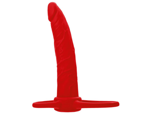 Красная насадка на пенис для двойного проникновения Black Red - 16,5 см.