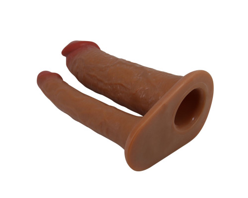 Реалистичная полая насадка на член для двойного проникновения Yairon - 17,5 см.