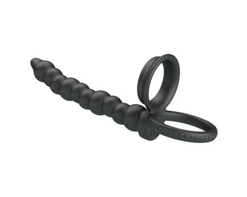 Черная насадка на пенис для двойного проникновения Dillion