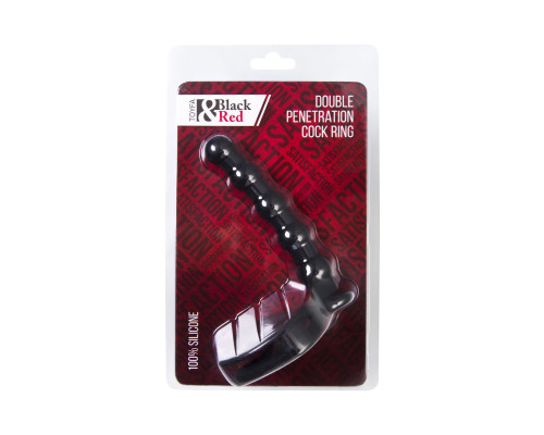 Черная насадка на пенис для двойного проникновения - 19,5 см.