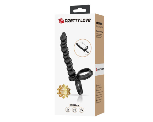 Черная насадка на пенис для двойного проникновения Dillion