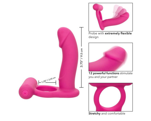 Розовая насадка для двойного проникновения Silicone Rechargeable Double Diver