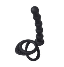 Черная насадка на пенис для двойного проникновения - 19,5 см.