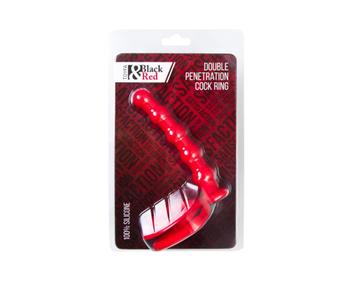 Красная насадка на пенис для двойного проникновения - 19,5 см.