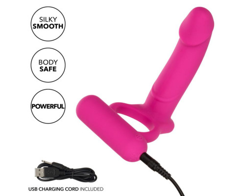 Розовая насадка для двойного проникновения Silicone Rechargeable Double Diver