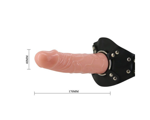Телесный фаллос с креплением на ногу - 17 см.