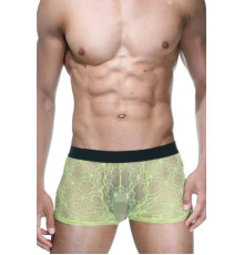 Черно-лаймовые трусы-боксеры из кружева