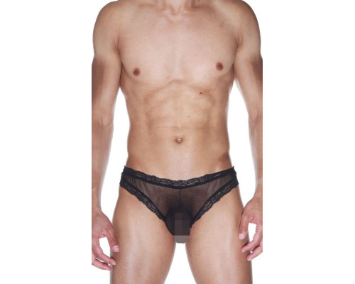 Мужские трусы-бразилиана с кружевной отделкой