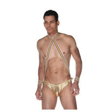 Золотистое мужское боди с манжетами