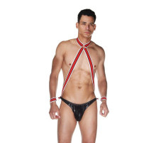 Черно-красное мужское боди с манжетами