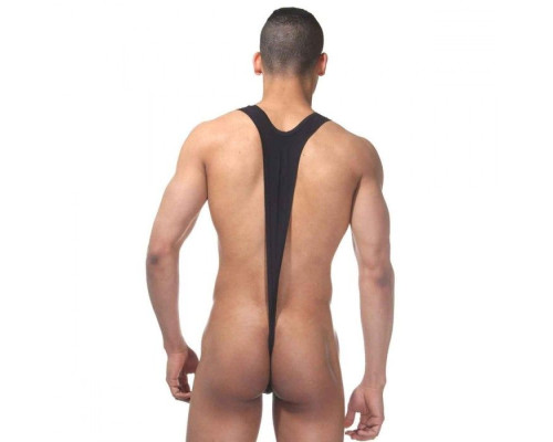 Черное мужское боди на широких лямках