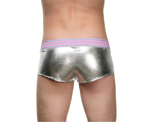 Мужские серебристые трусы-боксеры с широкой резинкой в полоску