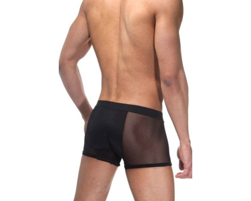 Черные мужские трусы-боксеры с прозрачными вставками по бокам