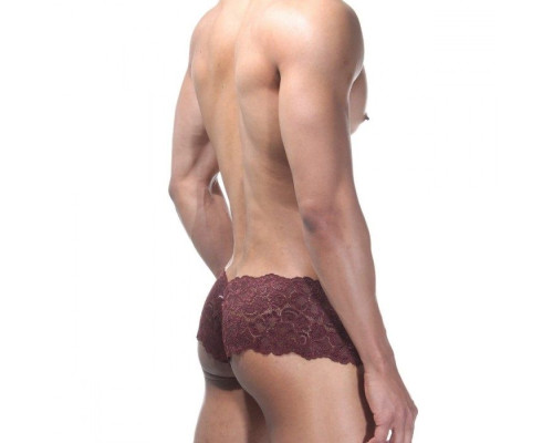 Кружевные трусы-хипсы с белой вставкой