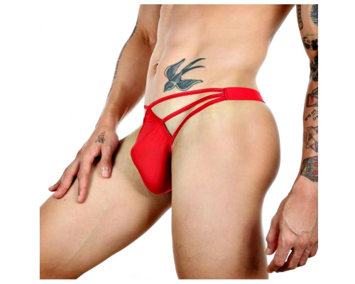 Красные сексуальные трусы-стринги на тонких бретелях