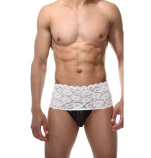 Мужские бело-черные трусы с пикантной шнуровкой