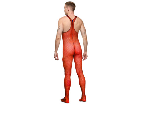 Красный мужской кэтсьюит-сетка