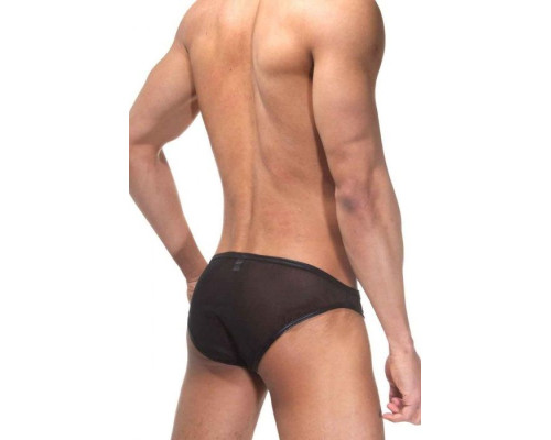 Черные трусы-слипы с блестящей окантовкой