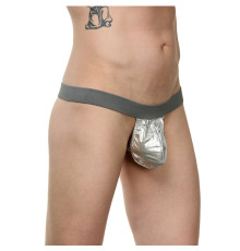Мужские серебристые трусы-стринги