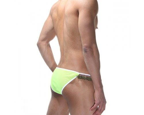 Ярко-зеленые трусы-танга с бахромой