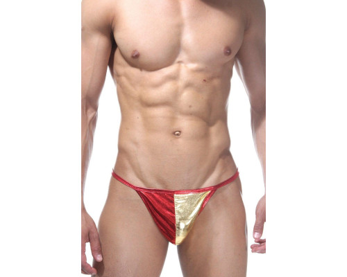 Красно-золотые блестящие трусы-стринги