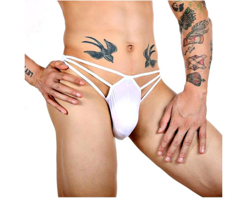 Белые сексуальные трусы-стринги на тонких бретелях