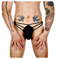 Черные сексуальные трусы-стринги на тонких бретелях