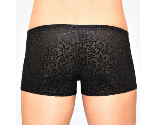 Мужские полупрозрачные трусы-боксеры с флокированным цветочным рисунком