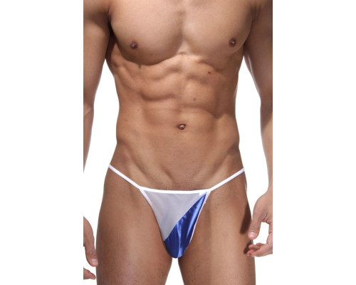 Двухцветные трусы-стринги с блестящей вставкой