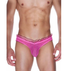 Мужские трусы-слипы из мягкой полупрозрачной ярко-розовой ткани