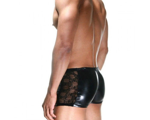 Мужские черные боксеры с кружевными вставками по бокам