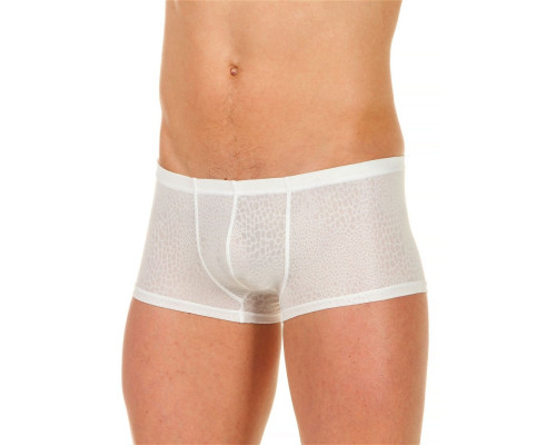 Мужские трусы-хипсы из ткани с текстурой змеиной чешуи Snake White Boxer