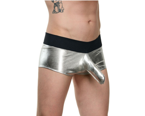Мужские блестящие трусы-боксеры с кармашком под член