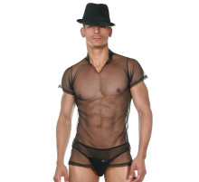 Сексуальный мужской комплект-сетка: футболка и слипы