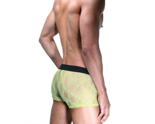 Черно-лаймовые трусы-боксеры из кружева