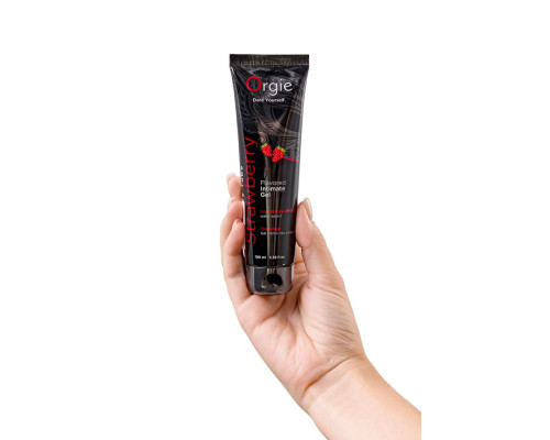 Интимный гель на водной основе Lube Tube Strawberry с клубничным вкусом - 100 мл.