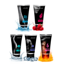 Набор из 5 лубрикантов JUJU (увлажняющий, Hot+, Long, Anal, малина)