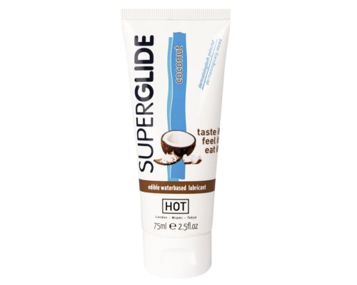 Съедобный лубрикант на водной основе Superglide с ароматом кокоса - 75 мл.