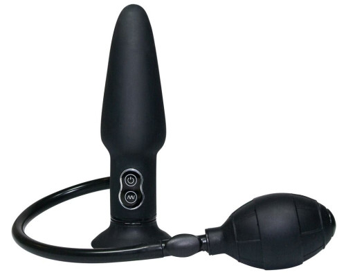 Анальный вибратор с функцией расширения True Black - 17 см.