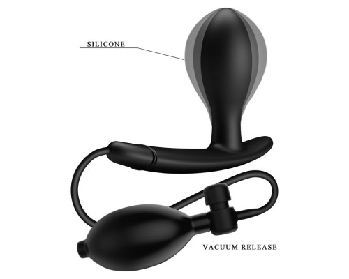 Черный анальный силиконовый стимулятор с функцией расширения Drake - 7,8 см.