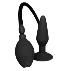 Чёрная анальная пробка с функцией расширения MENZSTUFF SMALL INFLATABLE PLUG- 12,5 см.