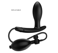 Черный анальный силиконовый стимулятор с функцией расширения Drake - 7,8 см.