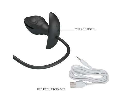 Черный анальный эспандер с вибрацией Manson - 9,6 см.