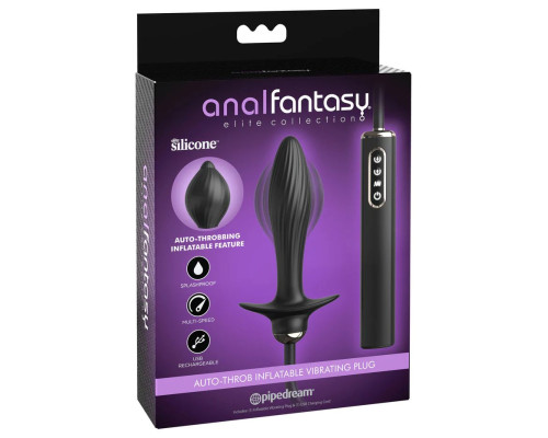 Черная надувная анальная вибропробка Auto-Throb - 13 см.